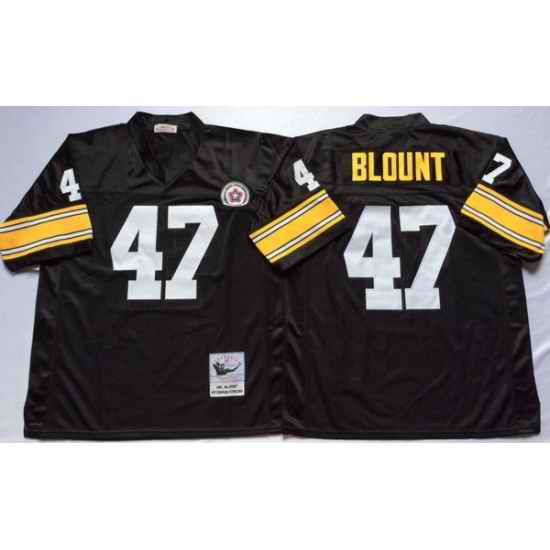 Men Pittsburgh Steelers 47 Mel Blount Black M&N Throwback Jersey